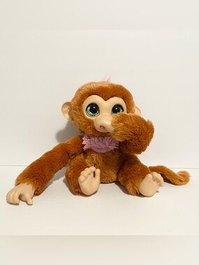 Fur Real Friends Piper Monkey Plush Electronic Stuffed Animal Toy Pink Brown Fur